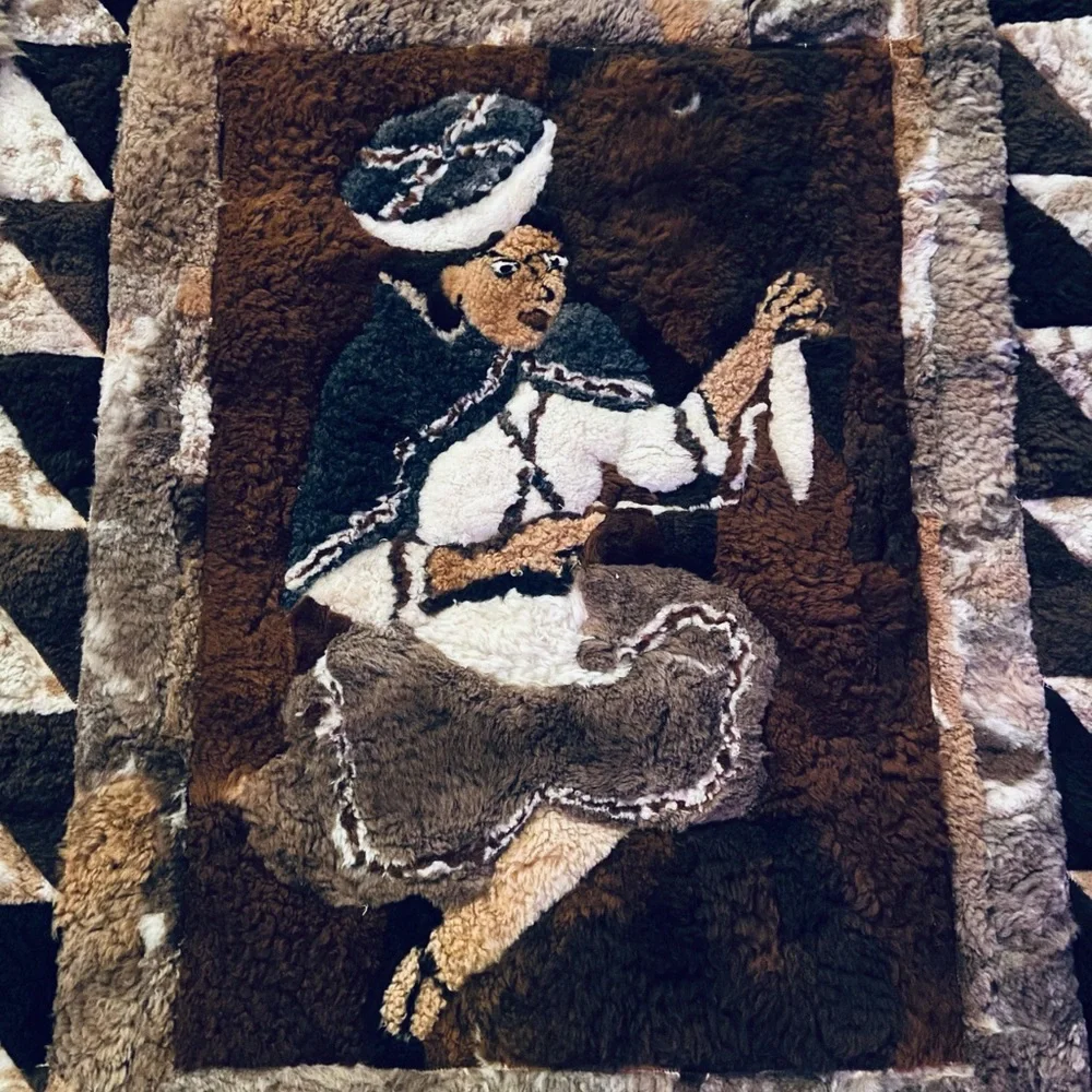 SUPER RARE Large Genuine Alpaca Wall-hanging Rug - “A Woman Scorned” - 68” x 51”
